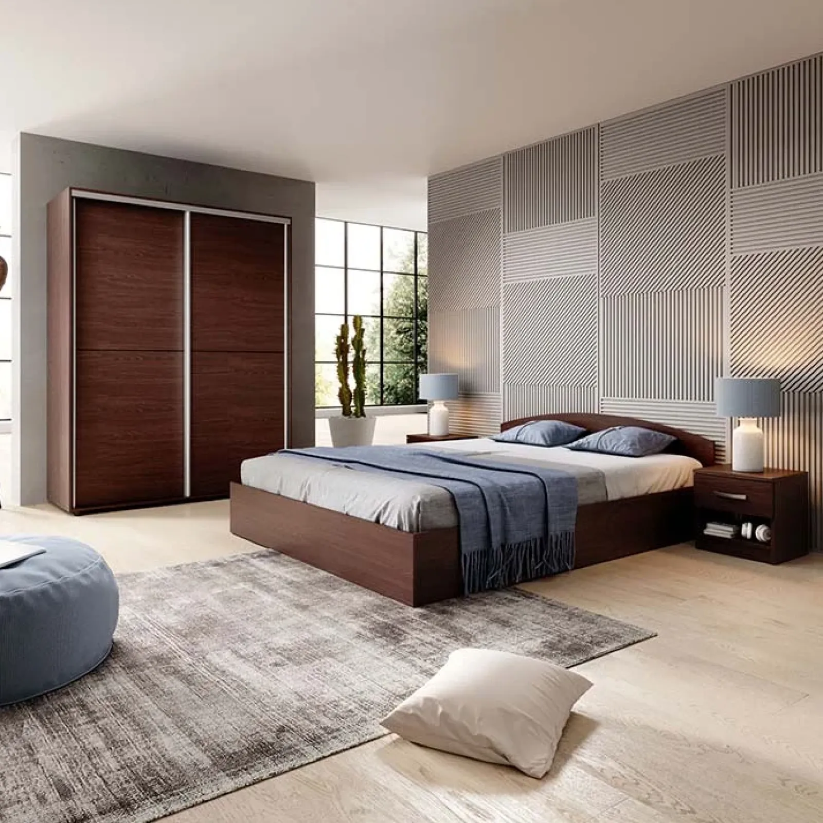 Garnero Arredamenti Armadio Cameretta|Armadio Ante Scorrevoli-Armadio 150x200h cm 2 ante scorrevoli moderno Roma Wengè