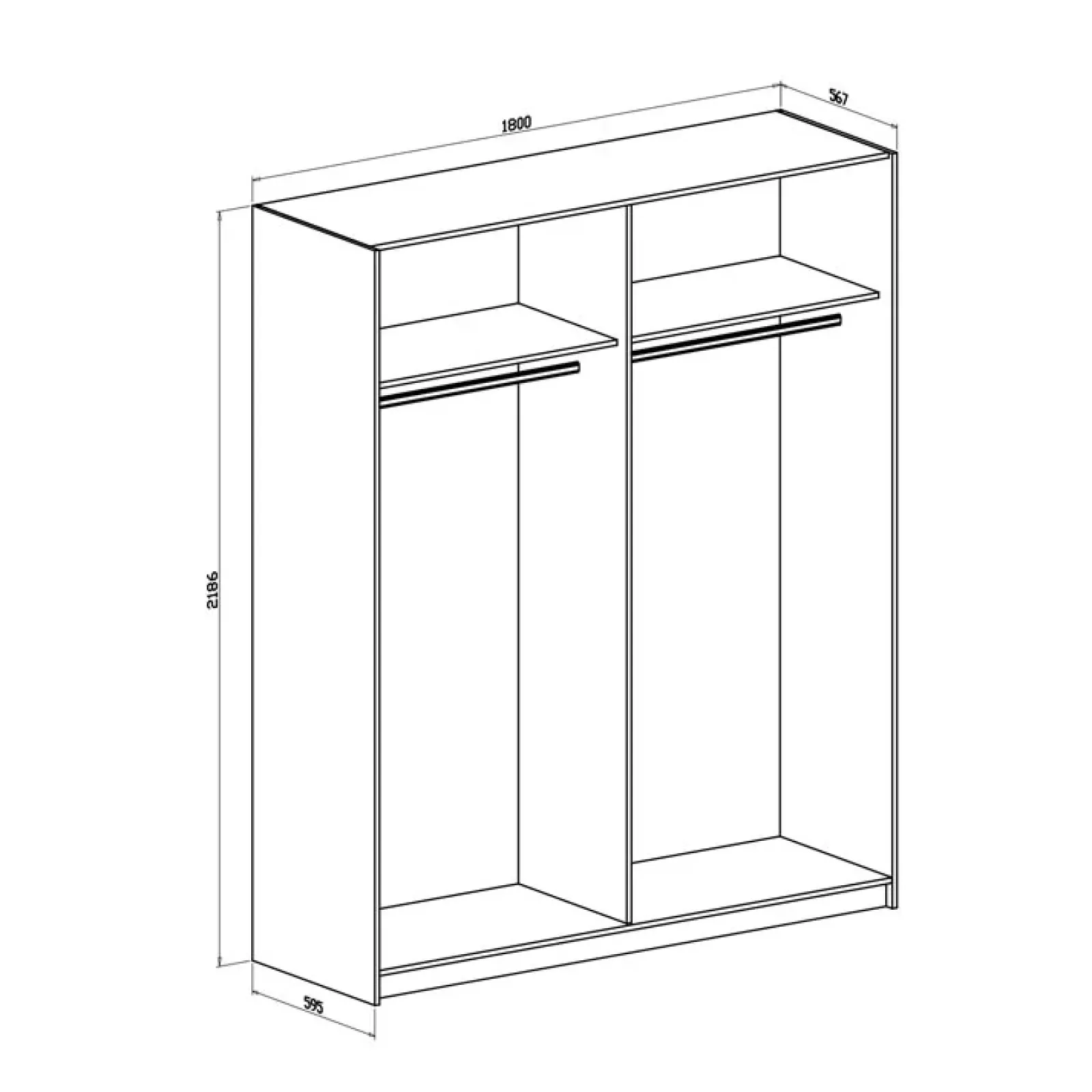 Garnero Arredamenti Armadio Ante A Specchio|Armadio Ante Scorrevoli-Armadio 180x219h cm 2 ante scorrevoli moderno chiaro specchio Caracas Rovere
