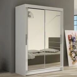 Garnero Arredamenti Armadio Ante A Specchio-Armadio 120x200h cm 2 ante scorrevoli con specchio bianco Tancredi