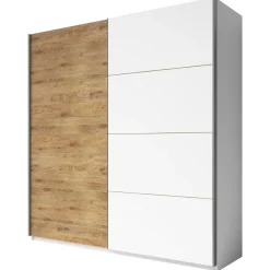 Garnero Arredamenti Armadio Ante Scorrevoli|Guardaroba-Armadio 220x210h cm 2 ante scorrevoli bianco opaco rovere Nexus Gihome®
