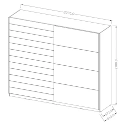 Garnero Arredamenti Armadio Ante Scorrevoli|Guardaroba-Armadio 220x210h cm 2 ante scorrevoli bianco opaco rovere Nexus Gihome®
