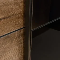 Garnero Arredamenti Armadio Ante Scorrevoli|Guardaroba-Armadio 220x210h cm 2 ante scorrevoli rovere nero lucido Cortina Gihome® Nero Lucido - Wengè