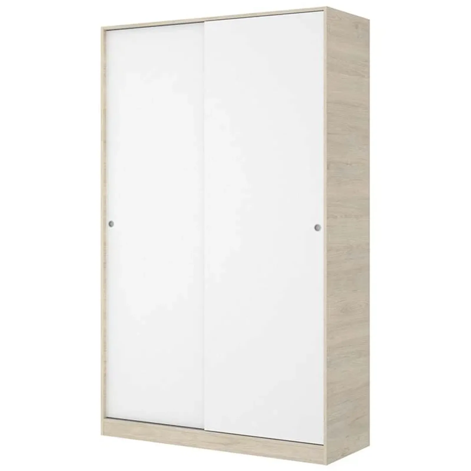 Garnero Arredamenti Armadio Ante Scorrevoli|Guardaroba-Armadio 120x204h cm 2 ante scorrevoli rovere bianco lucido Royal Bianco Lucido - Rovere