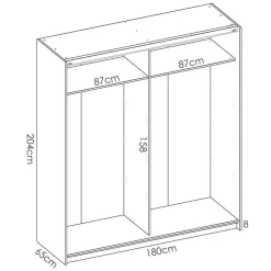 Garnero Arredamenti Armadio Cameretta|Armadio Ante Scorrevoli-Armadio 180x204h cm 2 ante scorrevoli bianco lucido Royal