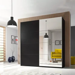 Garnero Arredamenti Armadio Ante A Specchio|Armadio Ante Scorrevoli-Armadio 221x210h cm 2 ante scorrevoli Pascal Gihome® Nero Opaco