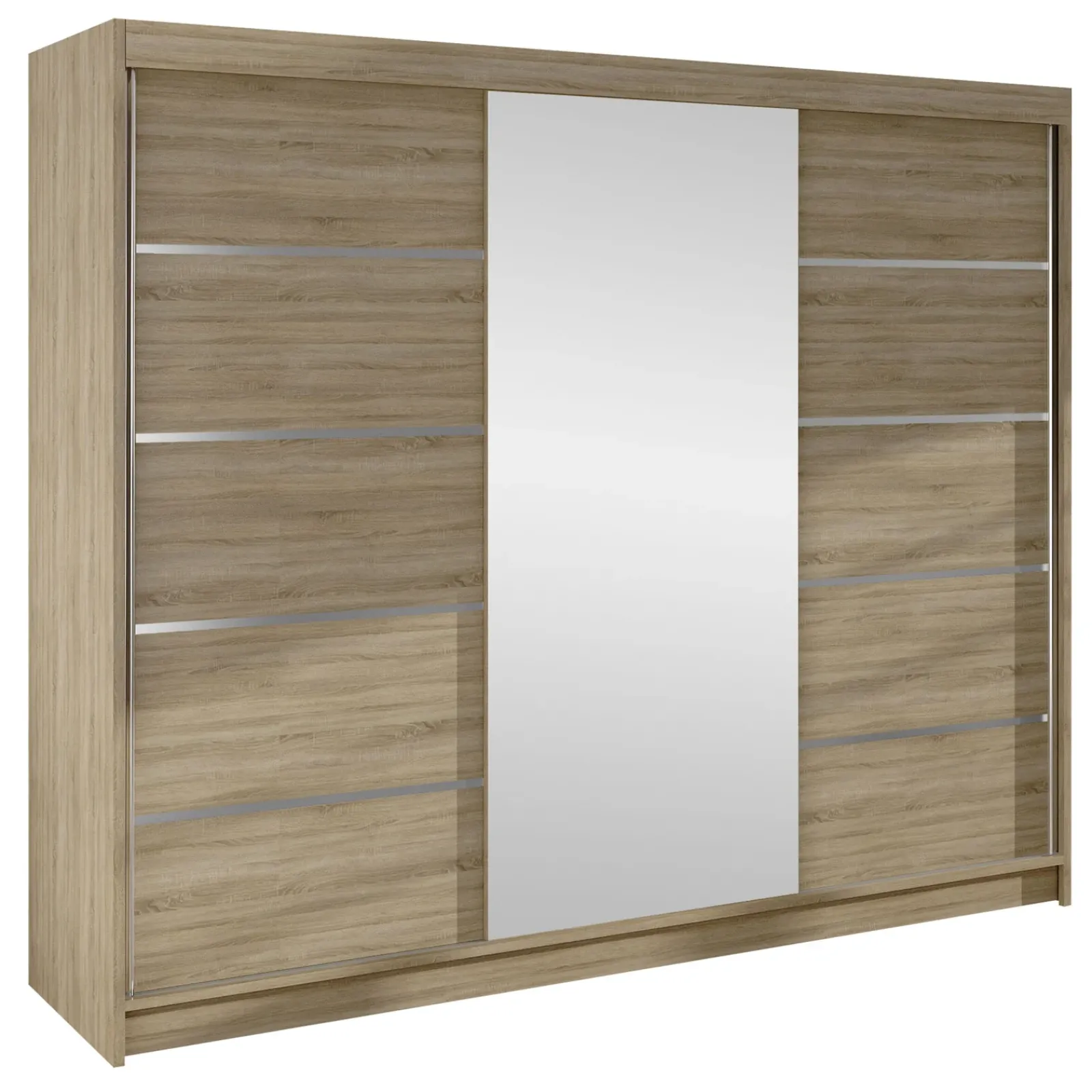 Garnero Arredamenti Armadio Ante Scorrevoli-Armadio 200x215h cm 2 ante scorrevoli con specchio Silven Rovere sonoma