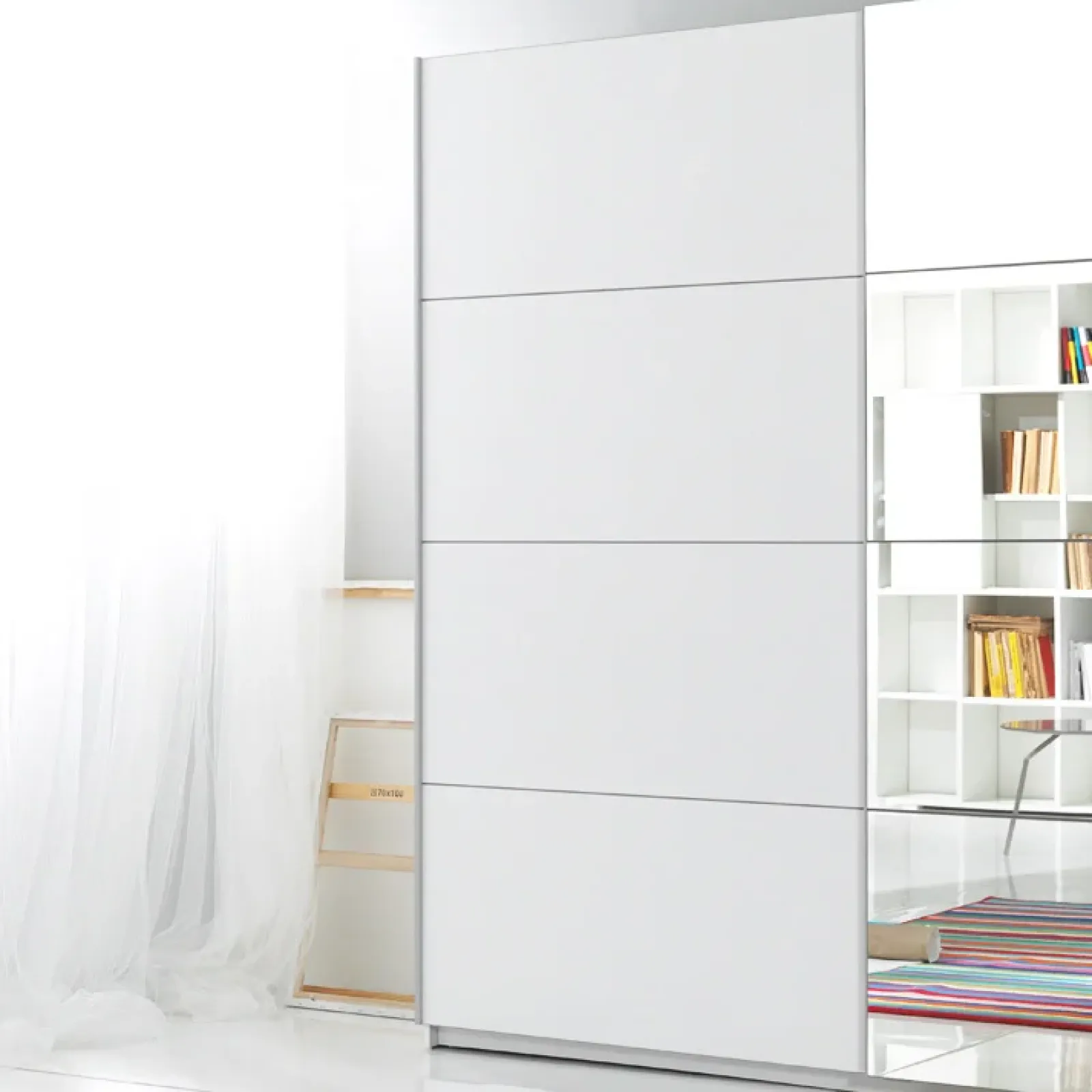 Garnero Arredamenti Armadio Ante A Specchio|Armadio Ante Scorrevoli-Armadio 221x210h cm 2 ante scorrevoli con specchio bianco Pascal Gihome® Bianco Opaco