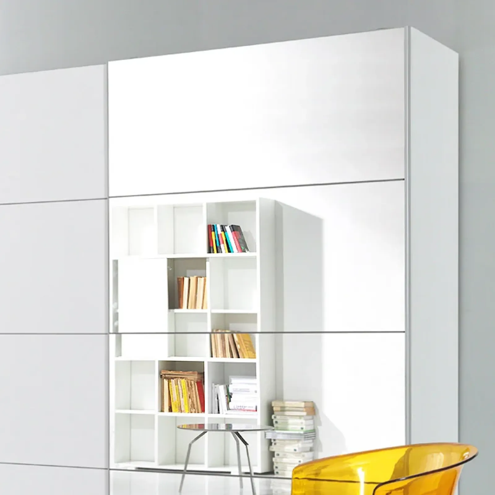 Garnero Arredamenti Armadio Ante A Specchio|Armadio Ante Scorrevoli-Armadio 221x210h cm 2 ante scorrevoli con specchio bianco Pascal Gihome® Bianco Opaco