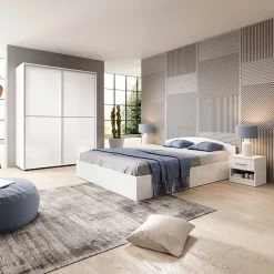 Garnero Arredamenti Armadio Cameretta|Armadio Ante Scorrevoli-Armadio 150x200h cm 2 ante scorrevoli Roma Bianco Lucido