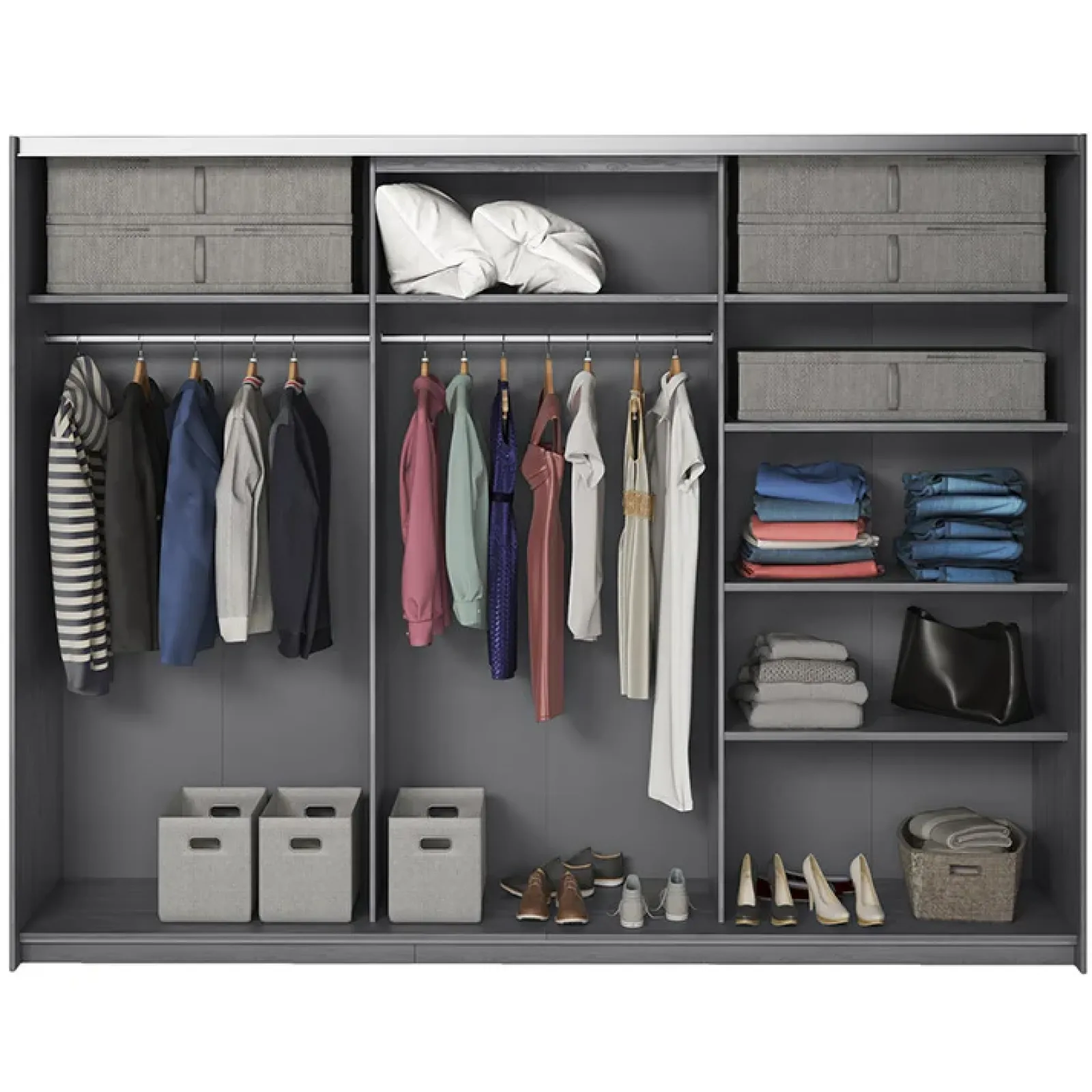 Garnero Arredamenti Armadio Ante A Specchio|Armadio Ante Scorrevoli-Armadio 270x210h cm 2 ante scorrevoli con specchio Cortina Gihome® Ossido