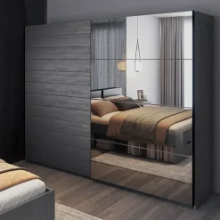 Garnero Arredamenti Armadio Ante A Specchio|Armadio Ante Scorrevoli-Armadio 270x210h cm 2 ante scorrevoli con specchio Cortina Gihome® Ossido