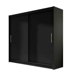 Garnero Arredamenti Armadio Ante Scorrevoli|Guardaroba-Armadio 180x215h cm 2 ante scorrevoli design moderno nero Aisha Nero Opaco