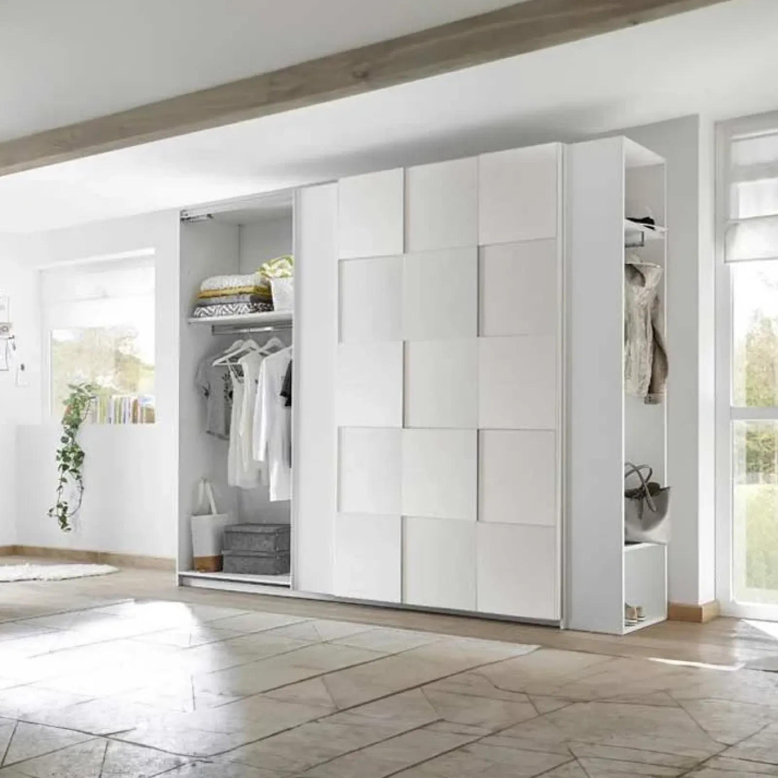 Garnero Arredamenti Armadio Cameretta|Armadio Ante Scorrevoli-Armadio 243x230h cm 2 ante scorrevoli bianco opaco Obsession Enjoy