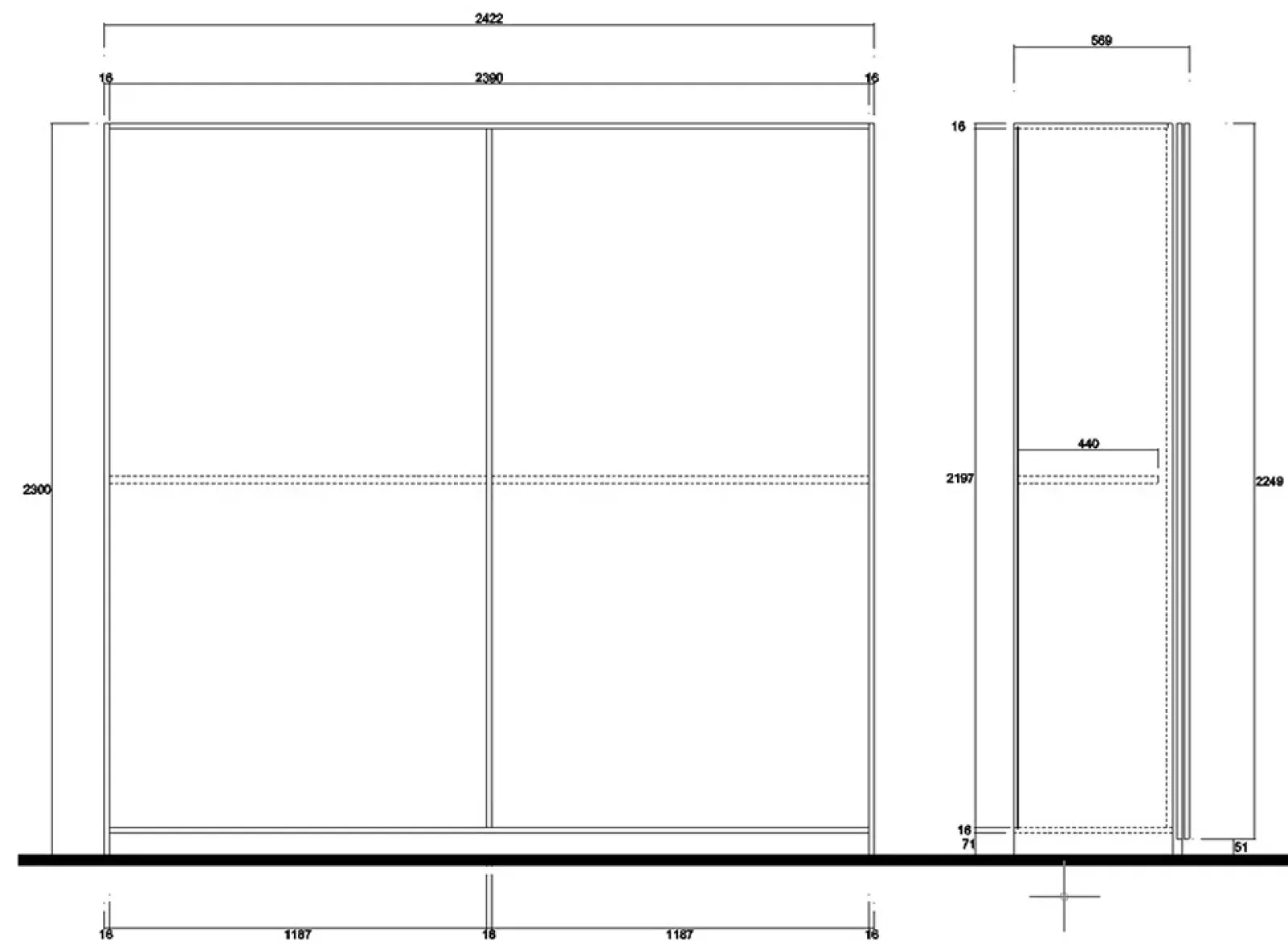 Garnero Arredamenti Armadio Cameretta|Armadio Ante Scorrevoli-Armadio 243x230h cm 2 ante scorrevoli bianco opaco Obsession Enjoy