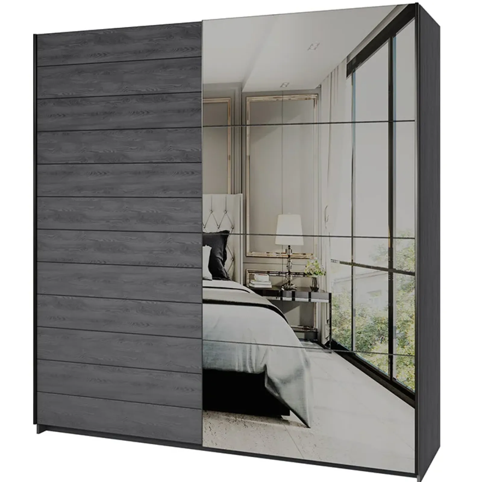 Garnero Arredamenti Armadio Ante A Specchio|Armadio Ante Scorrevoli-Armadio 200x210h cm 2 ante scorrevoli con specchio Cortina Gihome® Ossido