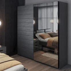 Garnero Arredamenti Armadio Ante A Specchio|Armadio Ante Scorrevoli-Armadio 200x210h cm 2 ante scorrevoli con specchio Cortina Gihome® Ossido