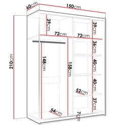 Garnero Arredamenti Armadio Ante A Specchio|Armadio Ante Scorrevoli-Armadio 150x210h cm 2 ante scorrevoli con specchio bianco Lilly