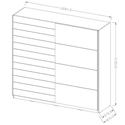 Garnero Arredamenti Armadio Ante Scorrevoli|Guardaroba-Armadio 200x210h cm 2 ante scorrevoli bianco rovere Nexus Gihome®