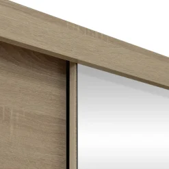 Garnero Arredamenti Armadio Ante Scorrevoli-Armadio 200x215h cm 2 ante scorrevoli con specchio rovere sonoma bianco opaco Silven Rovere sonoma - Bianco opaco