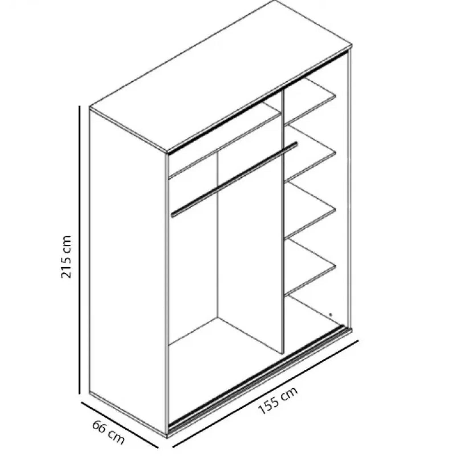 Garnero Arredamenti Armadio Ante Scorrevoli|Guardaroba-Armadio 155x215h cm 2 ante scorrevoli moderno Eliot Stampa Fenicottero