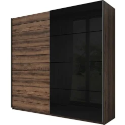 Garnero Arredamenti Armadio Ante Scorrevoli|Guardaroba-Armadio 270x210h cm 2 ante scorrevoli rovere nero lucido Cortina Gihome® Nero Lucido - Wengè