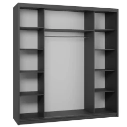 Garnero Arredamenti Armadio Ante Scorrevoli-Armadio 200x215h cm 2 ante scorrevoli con specchio nero bianco opaco Silven Nero Opaco - Bianco opaco