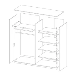 Garnero Arredamenti Armadio Ante A Specchio|Armadio Ante Scorrevoli-Armadio 220x210h cm 2 ante scorrevoli Cortina Gihome® Bianco Frassinato