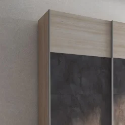 Garnero Arredamenti Armadio Ante Scorrevoli|Guardaroba-Armadio 180x219h cm 2 ante scorrevoli rovere chiaro ossido Mosca Rovere - Ossido