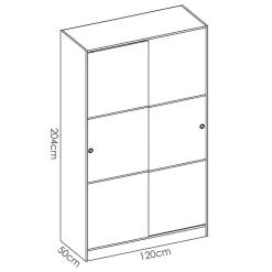 Garnero Arredamenti Armadio Cameretta|Armadio Ante Scorrevoli-Armadio 120x204h cm 2 ante scorrevoli Royal Bianco Lucido