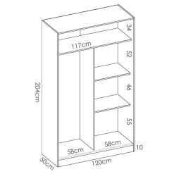 Garnero Arredamenti Armadio Cameretta|Armadio Ante Scorrevoli-Armadio 120x204h cm 2 ante scorrevoli Royal Bianco Lucido