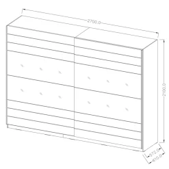 Garnero Arredamenti Armadio Ante A Specchio|Armadio Ante Scorrevoli-Armadio 270x210h cm 2 ante scorrevoli con specchio rovere scuro Brock Gihome®