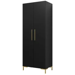 Garnero Arredamenti Armadi E Madie Ingresso|Armadi Soggiorno-Armadio 74x196h cm 2 ante soggiorno moderno nero oro Nuvia Nero Opaco - Oro