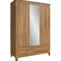 Garnero Arredamenti Armadio Ante A Specchio|Armadio Ante Battenti-Armadio 144x202h cm 3 ante specchio rovere scuro Lucca