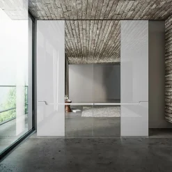 Garnero Arredamenti Armadio Ante A Specchio|Guardaroba-Armadio 200x209h cm 4 ante specchio bianco lucido Twilight