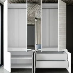 Garnero Arredamenti Armadio Ante A Specchio|Guardaroba-Armadio 200x209h cm 4 ante specchio bianco lucido Twilight