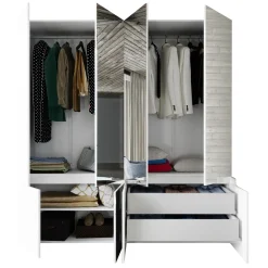 Garnero Arredamenti Armadio Ante A Specchio|Guardaroba-Armadio 200x209h cm 4 ante specchio bianco lucido Twilight