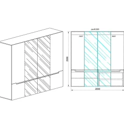 Garnero Arredamenti Armadio Ante A Specchio|Guardaroba-Armadio 200x209h cm 4 ante specchio bianco lucido Twilight