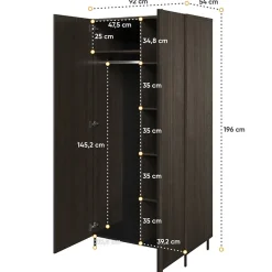 Garnero Arredamenti Armadi E Madie Ingresso|Armadio Ante Battenti-Armadio 92x196h cm 2 ante wengè Blackwood
