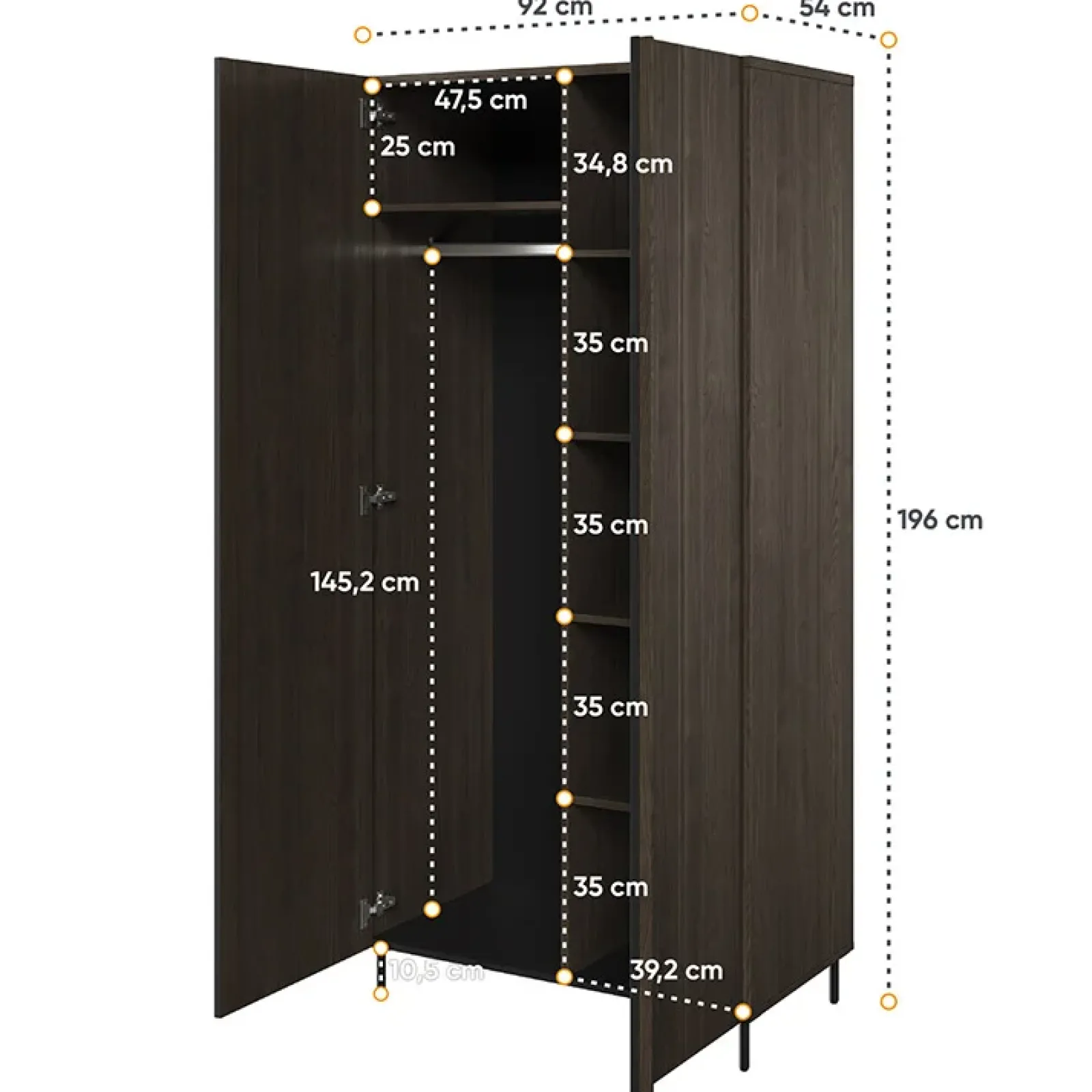 Garnero Arredamenti Armadi E Madie Ingresso|Armadio Ante Battenti-Armadio 92x196h cm 2 ante wengè Blackwood