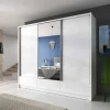 Garnero Arredamenti Armadio Ante A Specchio|Armadio Ante Scorrevoli-Armadio 254x214h cm 3 cassetti 3 ante con specchio bianco lucido Tom Gihome®