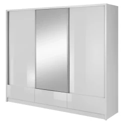 Garnero Arredamenti Armadio Ante A Specchio|Armadio Ante Scorrevoli-Armadio 254x214h cm 3 cassetti 3 ante con specchio bianco lucido Tom Gihome®