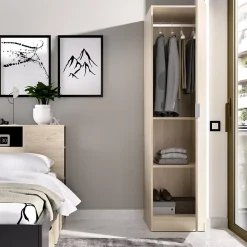 Garnero Arredamenti Armadio Ante Battenti|Guardaroba-Armadio 41x184h cm con barra appendiabiti legno Juan Rovere