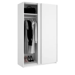 Garnero Arredamenti Armadio Ante Scorrevoli|Guardaroba-Armadio 120x204h cm due ante scorrevoli bianco Daniel