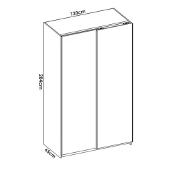Garnero Arredamenti Armadio Ante Scorrevoli|Guardaroba-Armadio 120x204h cm due ante scorrevoli bianco Daniel