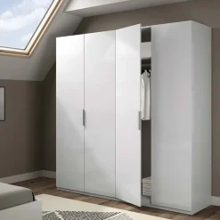 Garnero Arredamenti Armadio Cameretta|Armadio Ante Battenti-Armadio 180x200h cm moderno 4 ante bianco lucido Mike Gihome®