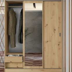 Garnero Arredamenti Armadio Ante A Specchio|Armadio Ante Scorrevoli-Armadio 150x191h cm scorrevole con specchio Collodi Rovere Rustico