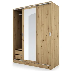 Garnero Arredamenti Armadio Ante A Specchio|Armadio Ante Scorrevoli-Armadio 150x191h cm scorrevole con specchio Collodi Rovere Rustico