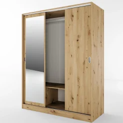 Garnero Arredamenti Armadio Ante A Specchio|Armadio Ante Scorrevoli-Armadio 150x191h cm scorrevole con specchio Collodi Rovere Rustico
