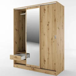 Garnero Arredamenti Armadio Ante A Specchio|Armadio Ante Scorrevoli-Armadio 150x191h cm scorrevole con specchio Collodi Rovere Rustico