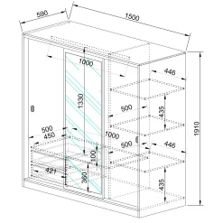 Garnero Arredamenti Armadio Ante A Specchio|Armadio Ante Scorrevoli-Armadio 150x191h cm scorrevole con specchio Collodi Rovere Rustico
